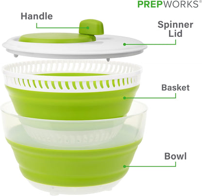 Prepworks by Progressive 3 Quart Space Saving Folding Collapsible Drainer, & Colander for Salad Preparation and Food Washing (Grey)