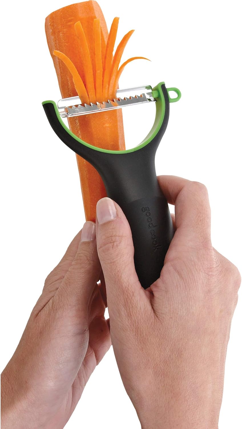 GoodCook Y-Shaped Julian Vegetable Peeler, Easy Grip, Stainless Steel Blade, Black and Green