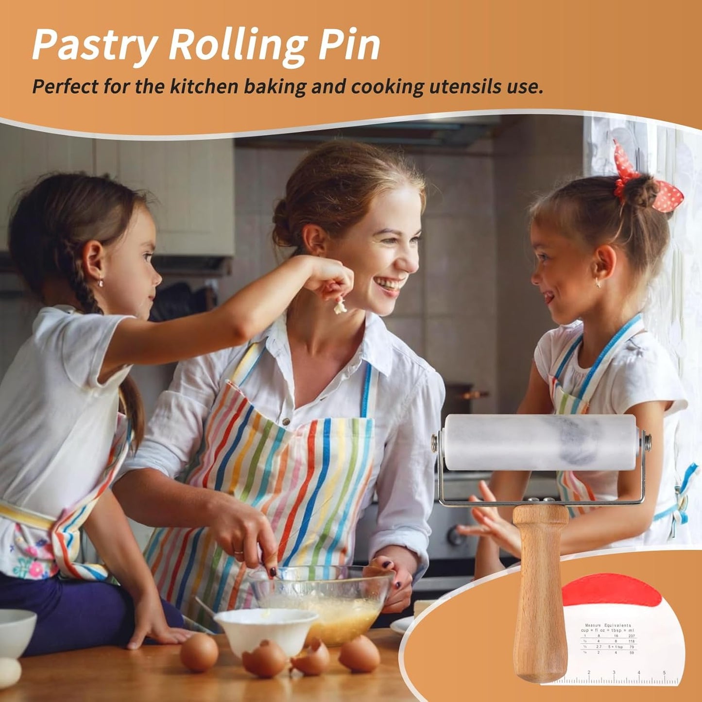 Small Marble Rolling Pin Pizza Roller with Dough Scraper Cutter, Marble Roller Non-Stick T-Type, For Cake Baking Tortilla Fudge Pizza Cookies and Other Kitchen Baking Cooking(White)