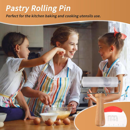 Small Marble Rolling Pin Pizza Roller with Dough Scraper Cutter, Marble Roller Non-Stick T-Type, For Cake Baking Tortilla Fudge Pizza Cookies and Other Kitchen Baking Cooking(White)