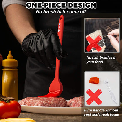 Anaeat 2 Pack Silicone Basting Pastry Brushes - Heat Resistant Brush with Soft Bristles, Hygienic One-Pieces Design, Marinade Brush Great in Baking for Spreading Oil Butter Sauce BBQ Grill (Black)