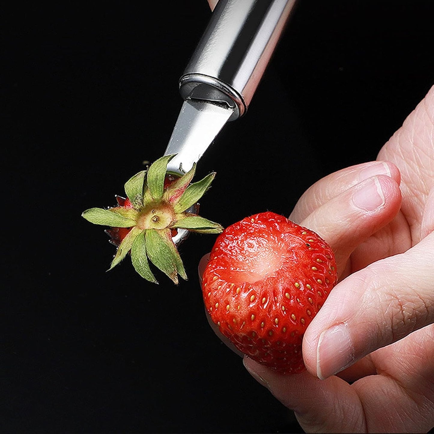 2Pcs Silver Strawberry Huller and Tomato Stem Corer Tool Multi-Function Stainless Corer and Pitter Remover for Strawberry,Tomato,Vegetable and Fruit Corers Practical Kitchen Utensils and Gadgets