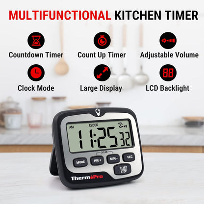 TempPro TM01 Kitchen Timers for Cooking with Count Up Countdown Timer, Digital Timer for Kids Students with Touch Backlight, Study Timers for Classroom Teacher Supplies(Previously ThermoPro)