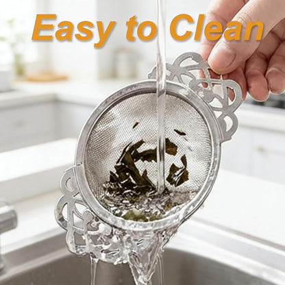 2 Pack Stainless Steel Tea Strainers, Small Fine Mesh Strainers with Bowl Fine Mesh Ball Infuser Small Strainer for Loose Tea Leaf Filter