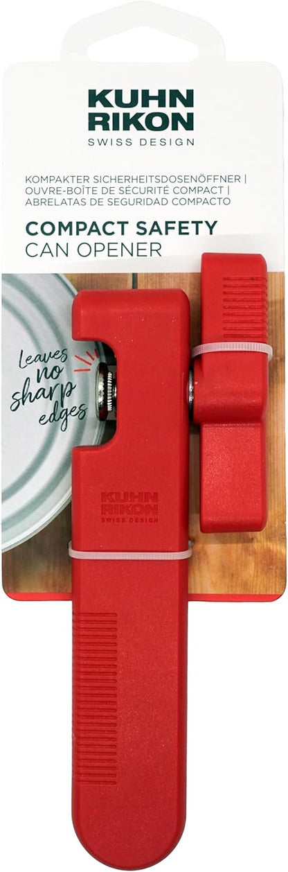 Kuhn Rikon Compact Safety Can Opener – Manual Smooth Edge Can Opener with Ergonomic Design, Hygienic and Easy to Use, Swiss-Engineered Precision