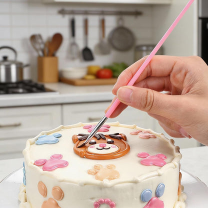 Qianyu 20Pcs Cake Decorating Brushes Cookie Decorating Tool Set Cake Fondant Paint Pastry Brush Curved Tip Tweezers Pasta Tweezers Sugar Stir Needle for Christmas Sprinkles Baking