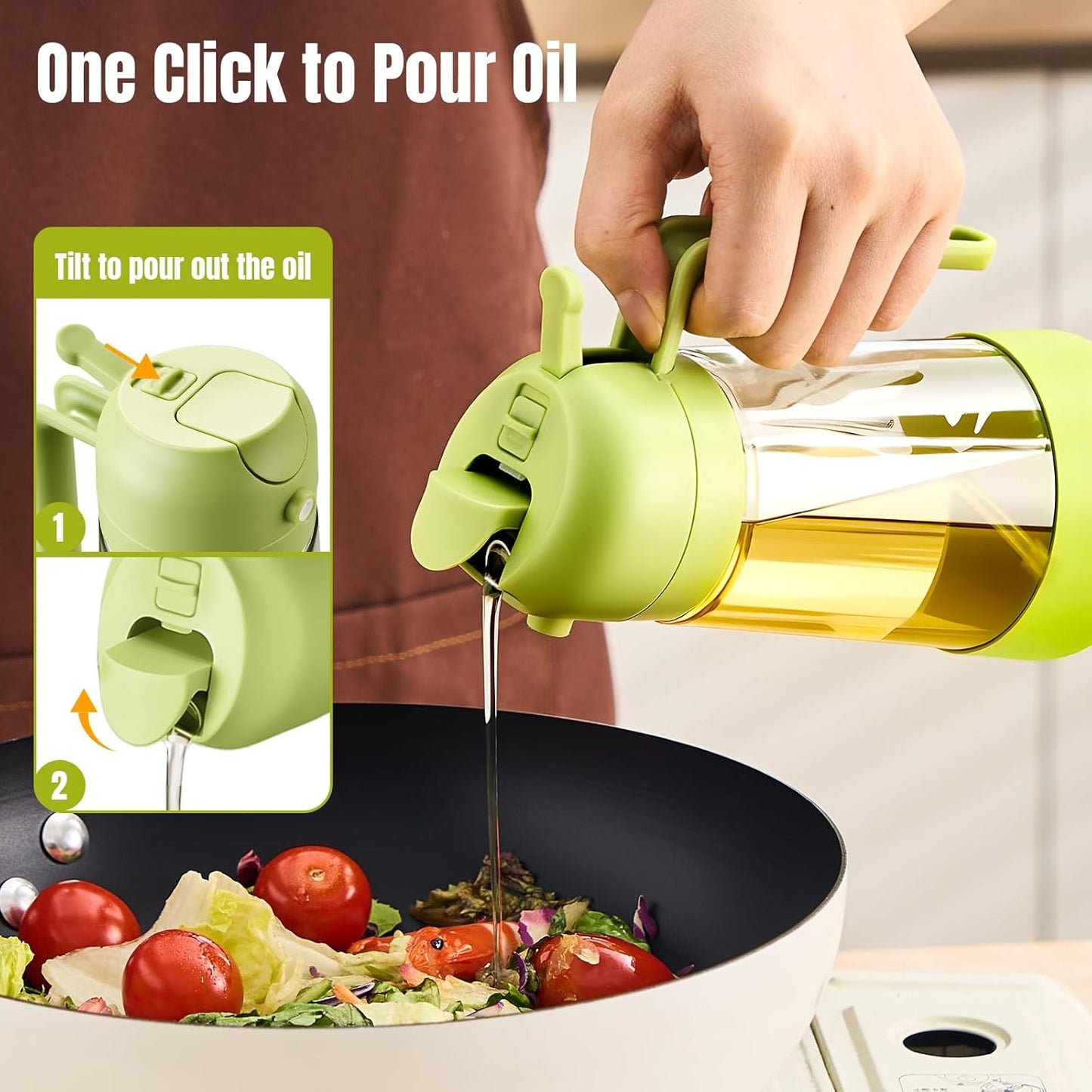 PARACITY 2 in 1 Oil Dipenser Bottle with Silicone Bottom (Black-2PCS)