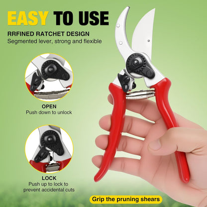 Yesker Pruning Shears Garden Shears 7.8" Professional Garden Scissors Sharp 65 Manganese Steel Blade Heavy Duty Clippers Hand Pruners for Cutting Fresh Flowers Branch Plant Trimming Gardening Tools