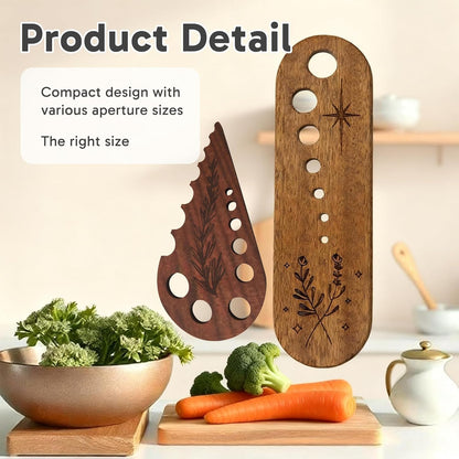 2Pcs Herb Stripper, Wooden Vegetable Leaf Separator, Functional Pottery Herb Stripper Tool for Kitchen Use, Suitable for Home Cooking and Chefs