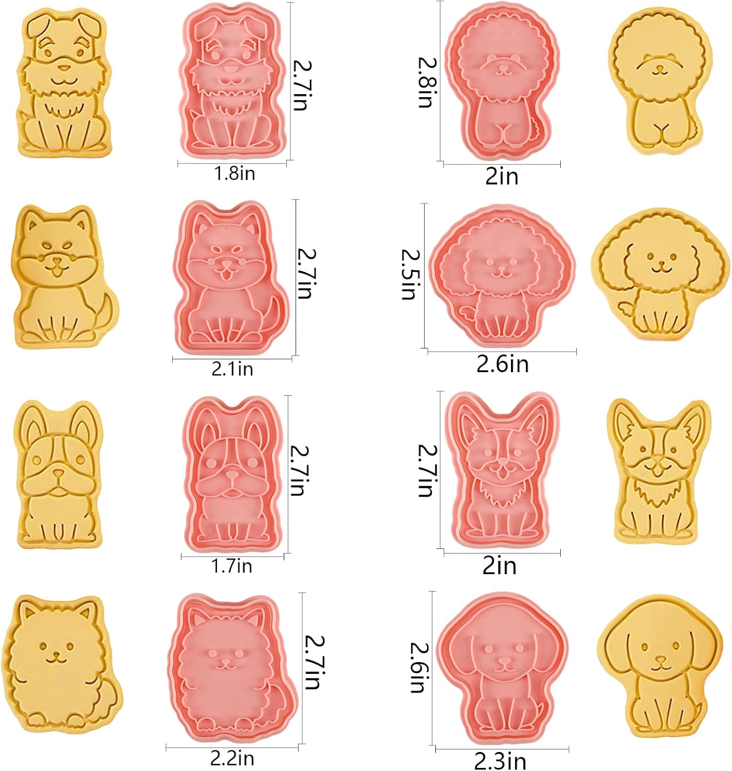 Animal Cookie Cutters With Plunger Stamps Set,8 Piece 3D Animal Embossing Cutters For Biscuit Fondant Cheese Baking Molds