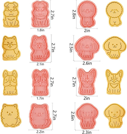 Animal Cookie Cutters With Plunger Stamps Set,8 Piece 3D Animal Embossing Cutters For Biscuit Fondant Cheese Baking Molds