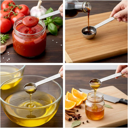2 Pcs Teaspoon Measuring Spoons, Stainless Steel Short Design Kitchen Tools for Precise Cooking, 1/3 Tablespoon 5ml Kitchen Gadgets for Precise Measurement, Baking