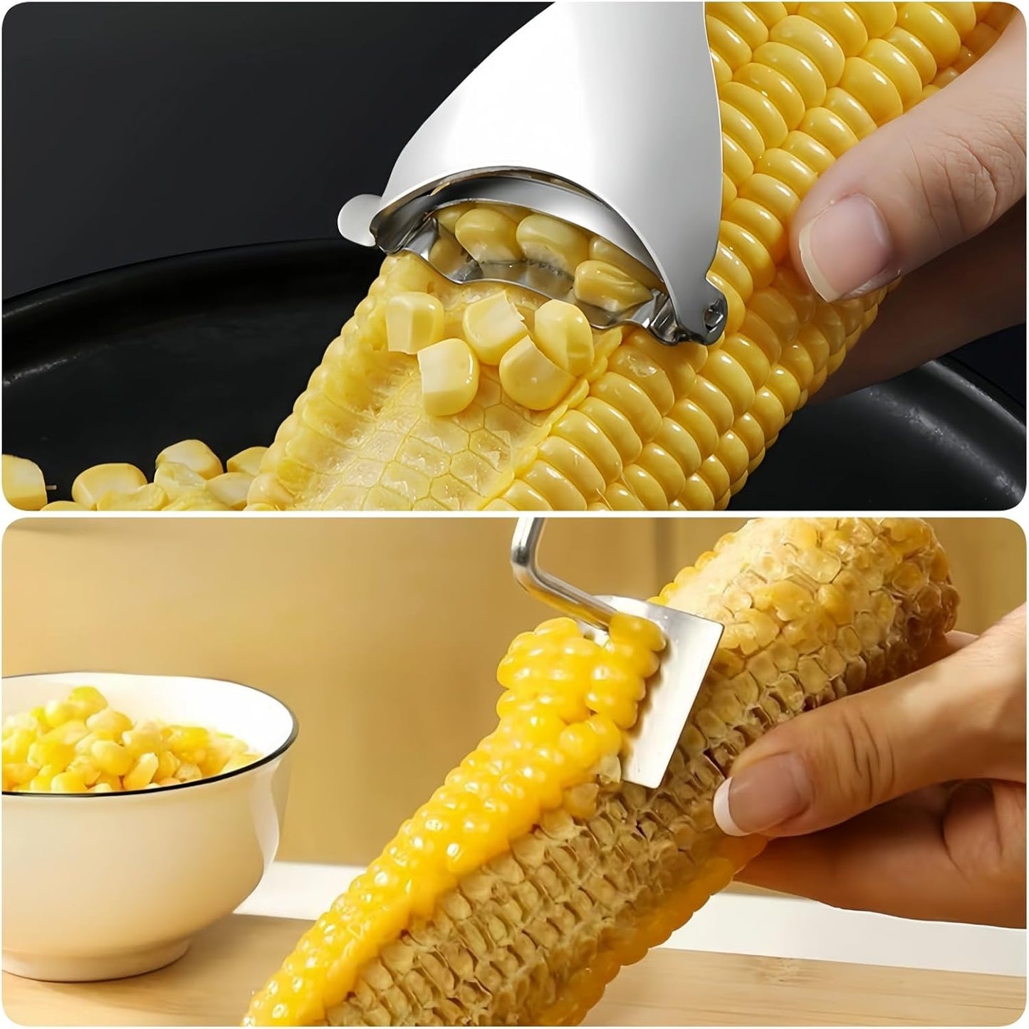2 Pcs Stainless Steel Corn Peeler and Stripper Tool Set, Ideal Gadget Tool for corn on the cob BCMON