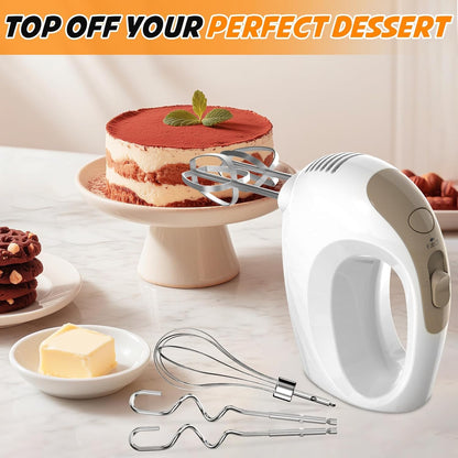 Hand Mixer, 5-Speed Electric Whisk with Turbo Boost Includes 5 Stainless Steel Attachments - Great Stand Mixer Alternative for Baking Cakes, Bread & More