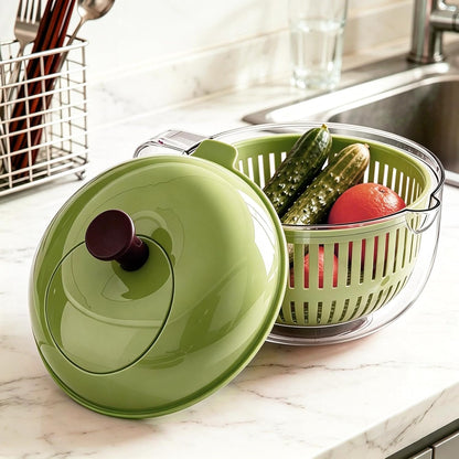 Salad Spinner, Salad Washer And Spinner, Fruit And Vegetable Washer & Dryer, Lettuce Spinners With Vegetable Washing Basket, Fruit Washing Bowl, Easy-Clean Kitchen Gadget For Greens