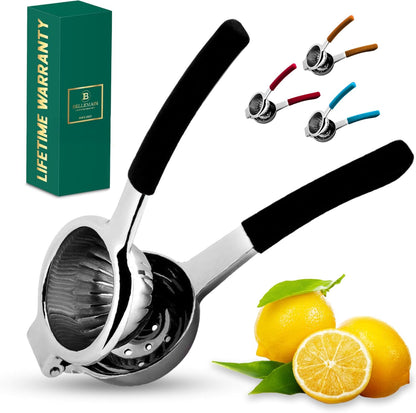 Bellemain Citrus Juicer | Metal Lemon Squeezer | Lime and Lemon Juicer Stainless Steel with Silicone Handles | Manual Juicer, Citrus Squeezer, Hand Held Juicer | Bar Juicer for Bartender (White)