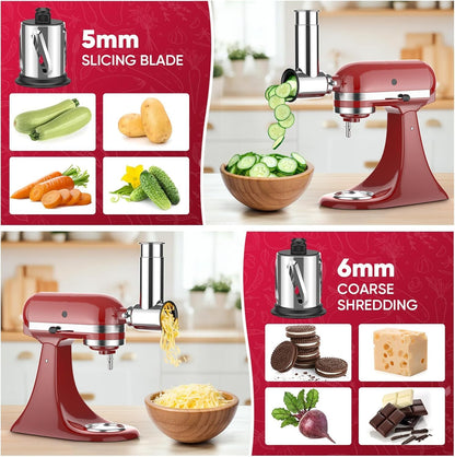 Cofun Slicer Shredder Attachment for Kitchenaid Stand Mixer, Cheese Grater Attachment, Food Slicer Salad Maker for Kitchen aid Mixer Accessories and Attachments with 3 Blades