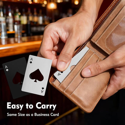 4 Pcs Credit Card Bottle Openers, 2 Black & 2 Silver Ace of Spades Bottle Opener, Stainless Steel Beer Opener for Wallet Pocket
