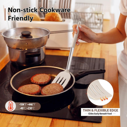 E-far Cooking Utensils Set of 4, Silicone Kitchen Utensils for Non-stick Cookware, Heat Resistant & Non-toxic Slotted Spatula Solid Spoon Turner for Flipping Mixing Serving Basting(Black)