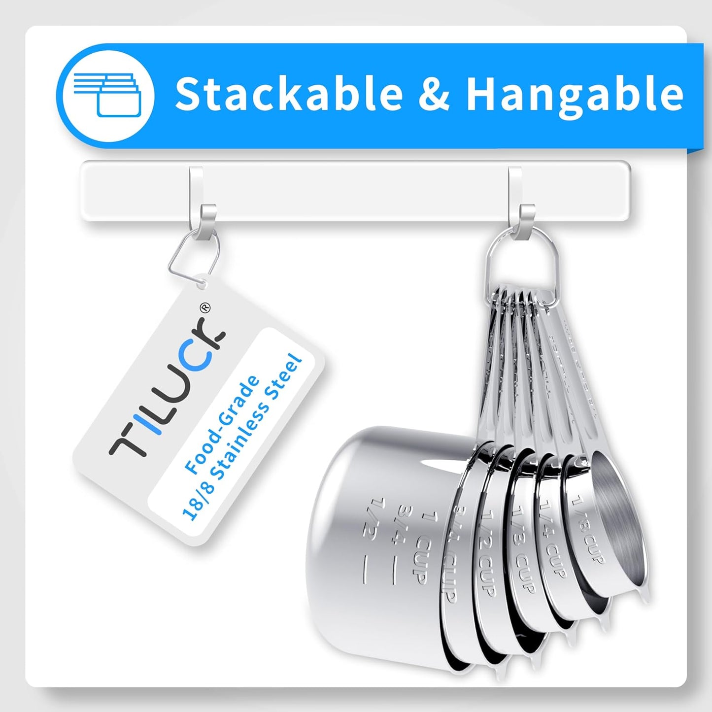 TILUCK Stainless Steel Measuring Cups & Spoons Set, Cups and Spoons,Kitchen Gadgets for Cooking & Baking (10)