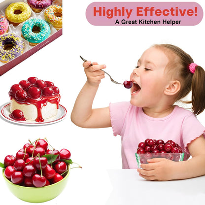 Cherry Pitter,Cherry Seed Remover Olives Pitter Tool with Space-Saving Lock Design,Multi-Function Fruit Pit Remover for Making Cherry Jam ( Stainless Steel / Heavy-Duty)