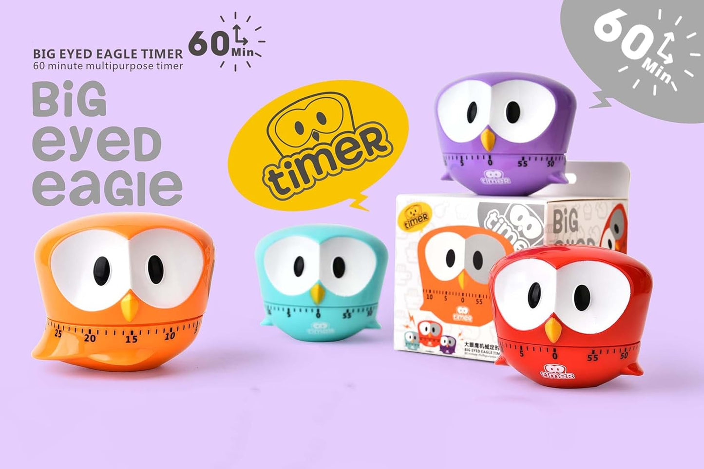 Kitchen Timer, Cute Cartoon Animal Not-Battery Countdown Timer for Banking,Sport,Study (Red)