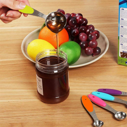 Magnetic Measuring Spoons Set, 9-Piece Stainless Steel with Leveler, Stackable Double-Sided Spoons, Black