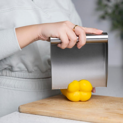 Fox Run Stainless Steel Kitchen Food Scoop, 6" Food and Bench Scraper With Handle
