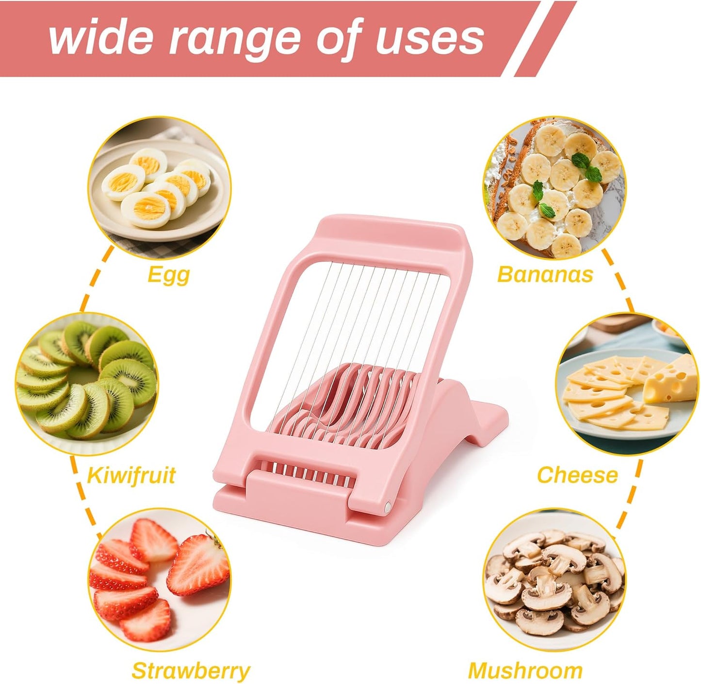 Egg Slicer for Hard Boiled Eggs Egg Cutter Strawberry Slicer Heavy Duty Aluminium Tomato Slicer Stainless Steel Wire Multipurpose Egg Slicer Dicer for Soft Fruit Mushroom Home Use