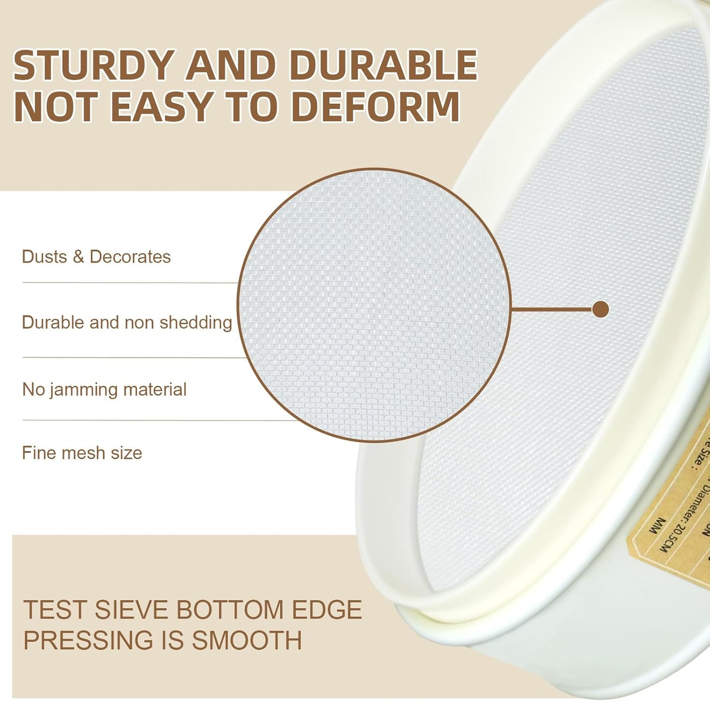 PVC Nylon Lab Sieve 80 Mesh(0.2mm), LVDALAB 7.9Inch(20cm) Diameter Sample Sifter Strainer for Industrial Lab Home