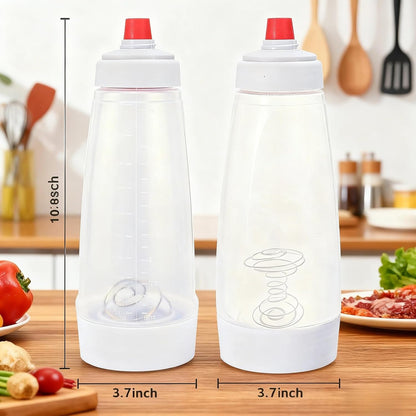 Pancake Batter Dispenser with Whisk Ball & Stand, 2-in-1 Pancake Mix Dispenser and Squeeze Bottle for Even Mixing and Precise Pouring, Essential Baking Tool for Pancakes, Crepes, Waffles (2PCS。)