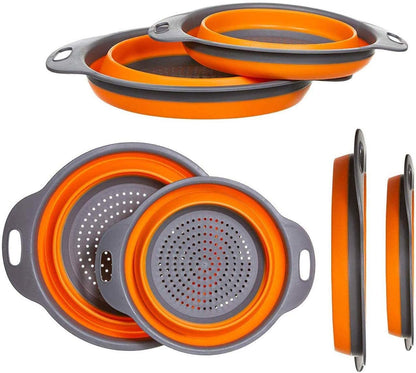 Collapsible Colanders with Handles, Food-Grade Silicone Kitchen Strainer Space-Saving Design For Pasta, Red