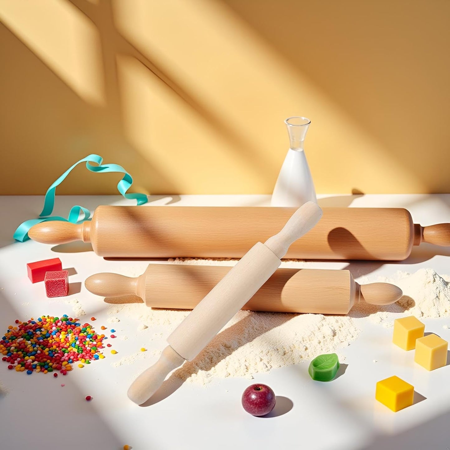 Wooden Mini Rolling Pin Baking Small Dough Rolling Pins for Fondant Pastry Pizza Crafting and Imaginative Play for Christmas Presents Mini Rolling Pin Rolling Pins Kitchen and Dining(6 Inch)
