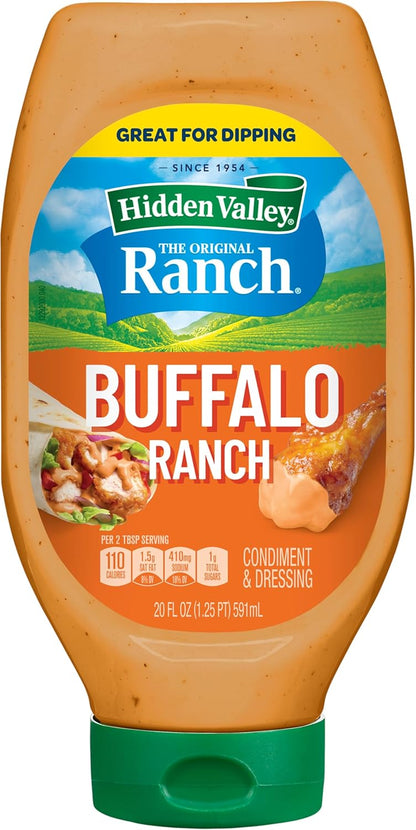 Hidden Valley Buffalo Ranch Condiment and Dressing, Easy Squeeze Bottle, 20 Fluid Ounces (Package May Vary)