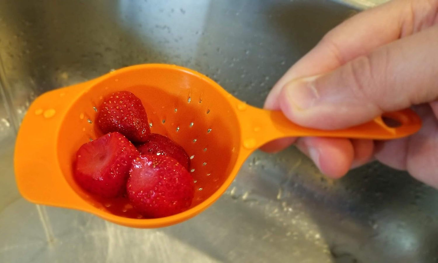 Handy Housewares 2 Piece Colander Set - Nesting Mini Colanders for Berries, Pasta, Veggies (1 Set)