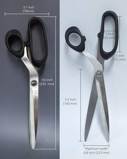 2.2T Stainless Blade Kitchen Scissors - 9.6in x 1Pack | Korean Style Sharp Heavy Duty All Purpose Kitchen Shears for Cooking Food | Barbecue Kalbi Rib Meat Cutting Dishwasher Safe (GG153, Black)
