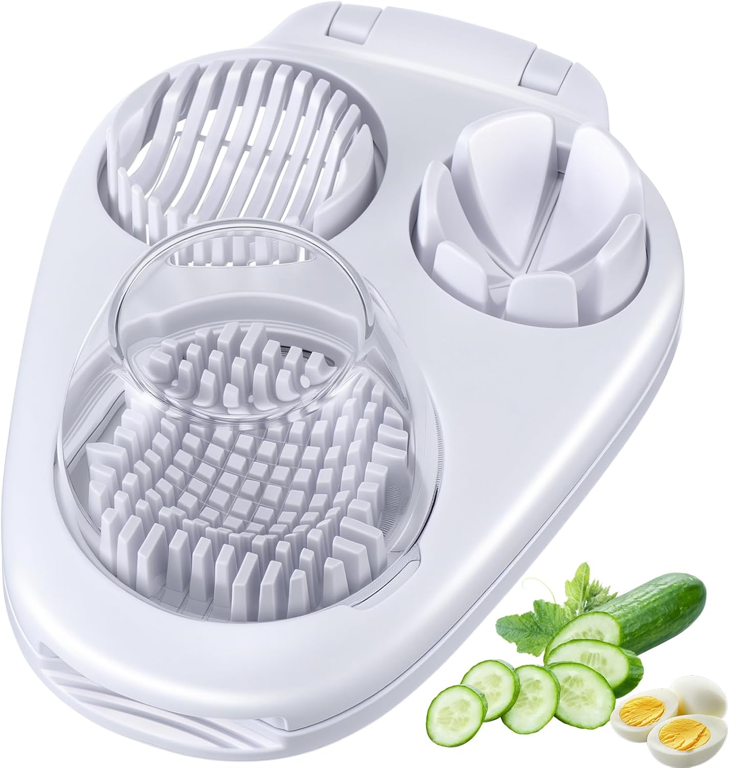 LemonRoad 3 in 1 Egg Slicer for Hard Boiled Eggs Stainless Steel Egg Cutter White Kitchen Dicer Chopper Tool for Strawberry Grape Cherry Banana Butter Mushroom Tomato