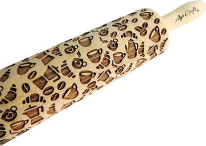 HEARTS EMBOSSING ROLLING PIN WOODEN ROLLING PIN for EMBOSSED COOKIES with LOVE HEARTS