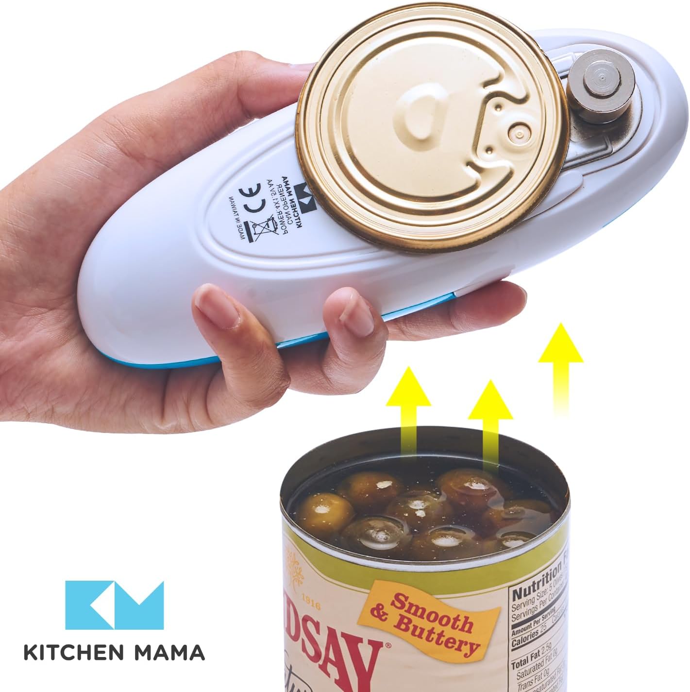 Kitchen Mama Auto Electric Can Opener: Open Your Cans with A Simple Press of Button - Automatic, Hands Free, Smooth Edge, Battery Operated, YES YOU CAN (Red)