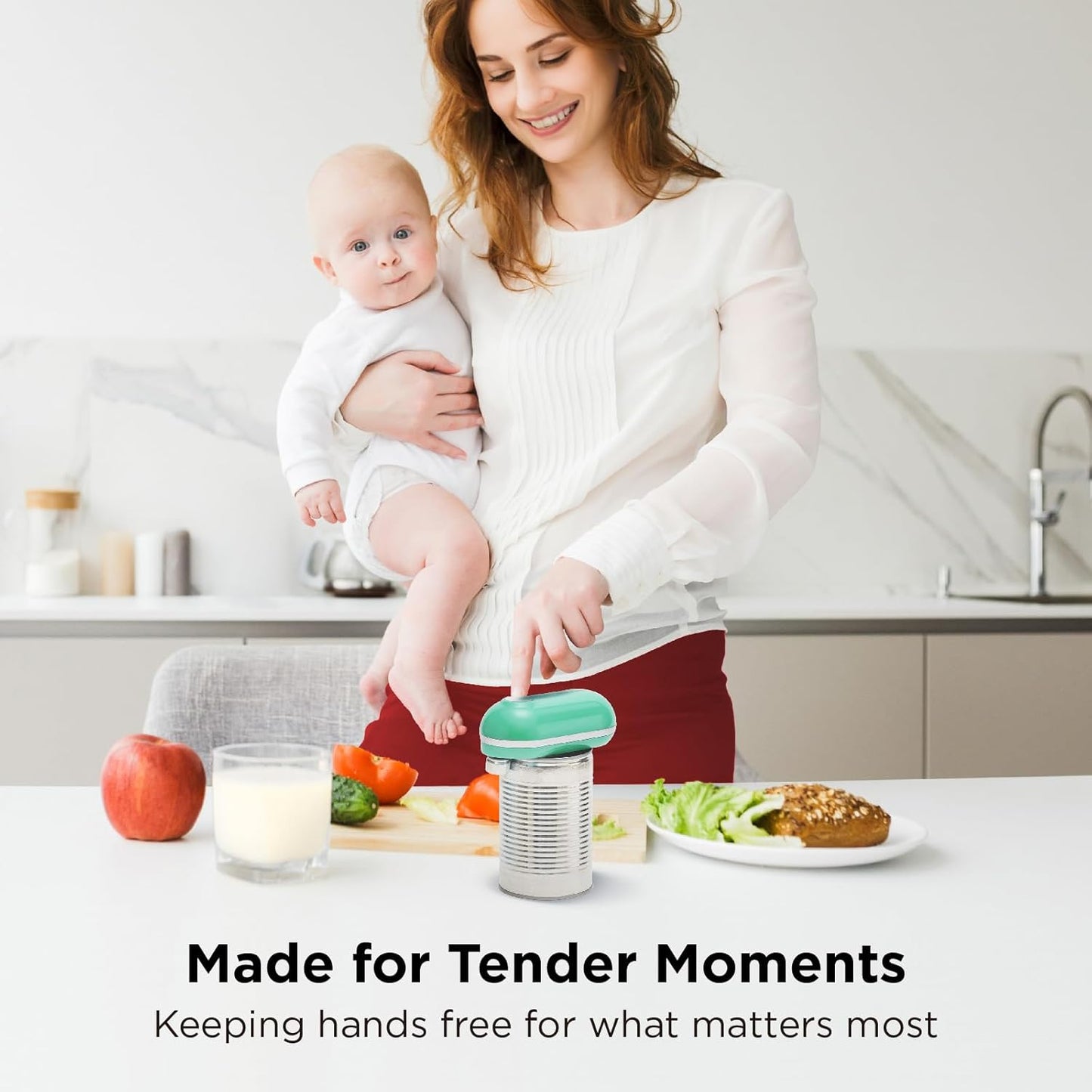 Kitchen Mama Mini Plus Rechargeable Electric Can Opener: USB-C Charging, Hands-Free, Auto Stop, Compact, Cordless, Smooth Edge - Perfect for Seniors with Arthritis, Home, and Travel (Red)