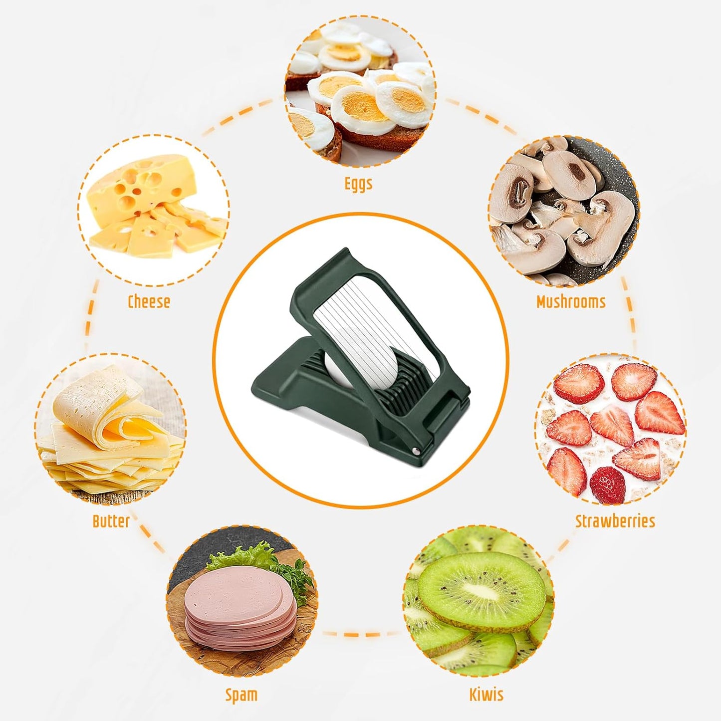 Egg Slicer for Hard Boiled Eggs, Stainless Steel Wire, Multipurpose Heavy Duty Aluminium Egg Cutter for Egg, Salads, Sandwiches, Strawberries, Mushrooms, Soft Cheese, Red