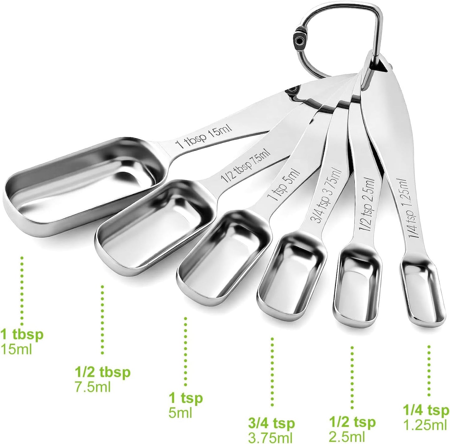 FANGSUN Narrow Measuring Spoons Set of 10, Heavy-Duty Stainless Steel Measuring Spoons with Long Handles & Engraved Measurements, Fits in Spice Jars, for Baking & Cooking