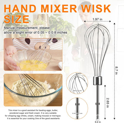 Hand Mixer Beaters Attachments Compatible with Hamilton Beach, Replacement Beater, Dough Hook, Blending Rod, Whisk Parts for 62632R, 62682RZ, 62692, 62695V, 64699 Handheld Mixers Blender - 6 Pack