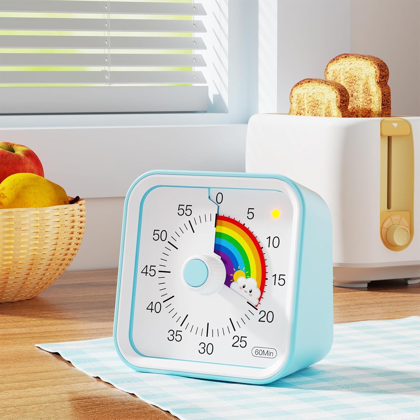 Visual Timer for Kids with Pause Function, 60 Minute Countdown Timer for Kids Desk Study, Teaching, Kitchen Cooking, Office Meetings, Time Management for ADHD (White)