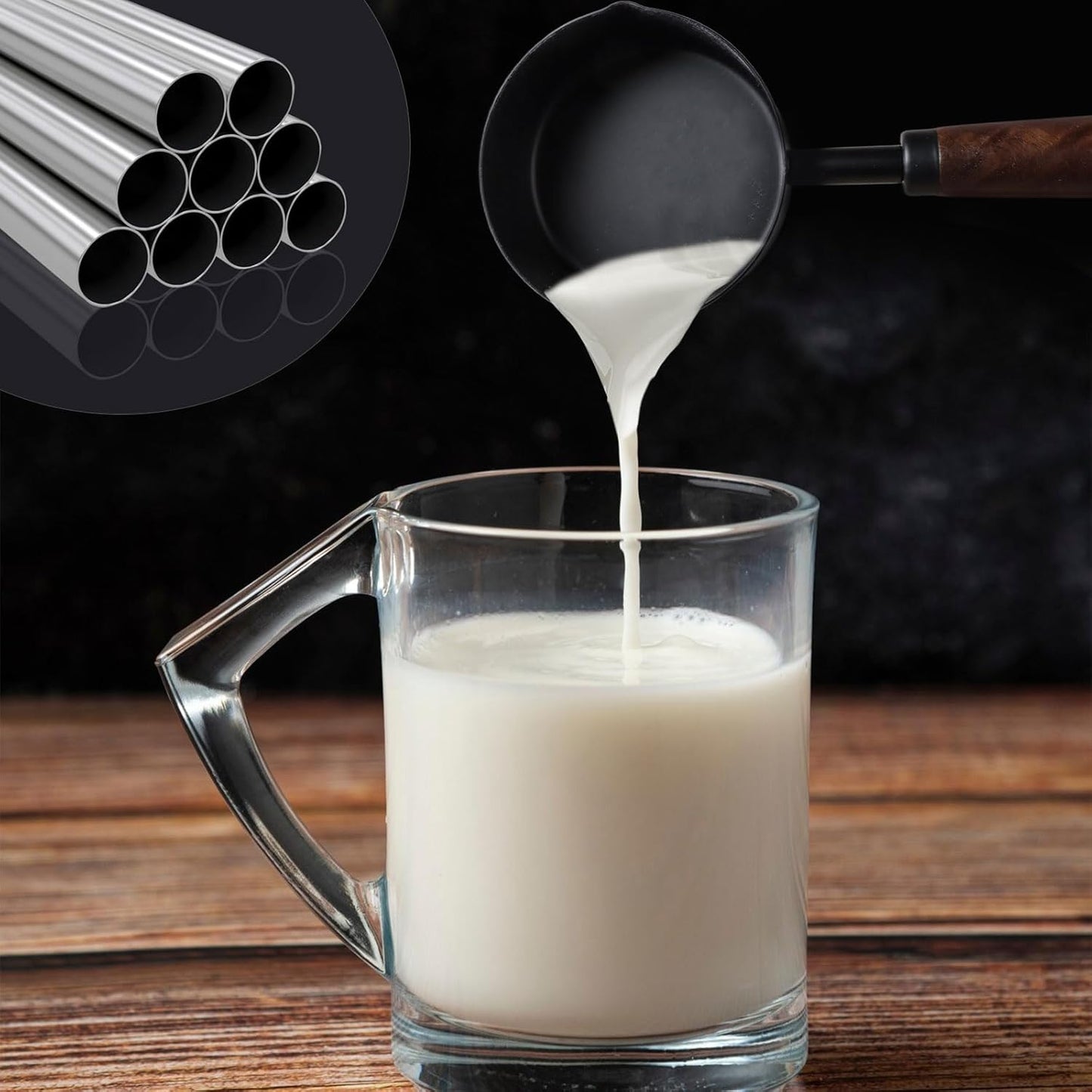 1pcs 1/3 Cup Measuring Cup with Wooden Handle Stainless Steel Measuring Scoop 80ml Measuring Spoon Black 1/3 Measuring Cups for Baking Cooking Wet and Dry Ingredients (80ml)