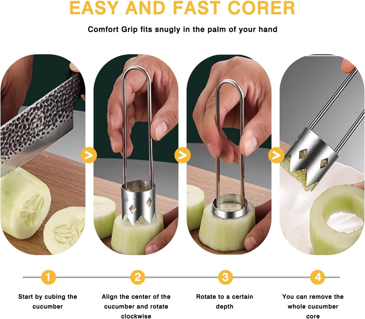 Red Bell Pepper Corer 2 PCS, Jalapeno Corer & Apple Stainless Steel Fruit and Vegetable Corer Gadgets, Core Remover Tool for Zucchini, Tomato, Pear and More Practical Kitchen Tools