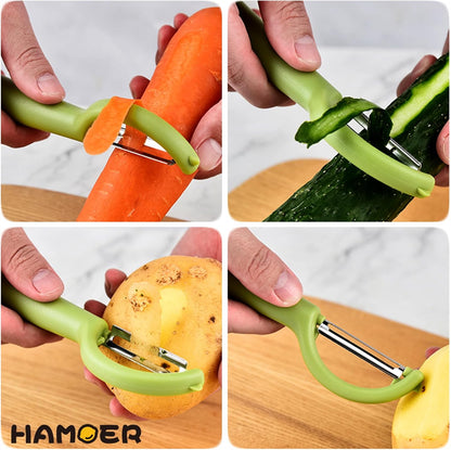 2-Pack Peeler Set - Swivel and Julienne For Veggie,Fruit, Potato,Carrot,Apple,Ultra Sharp Stainless Steel Blades,Integrated modern minimalist handle