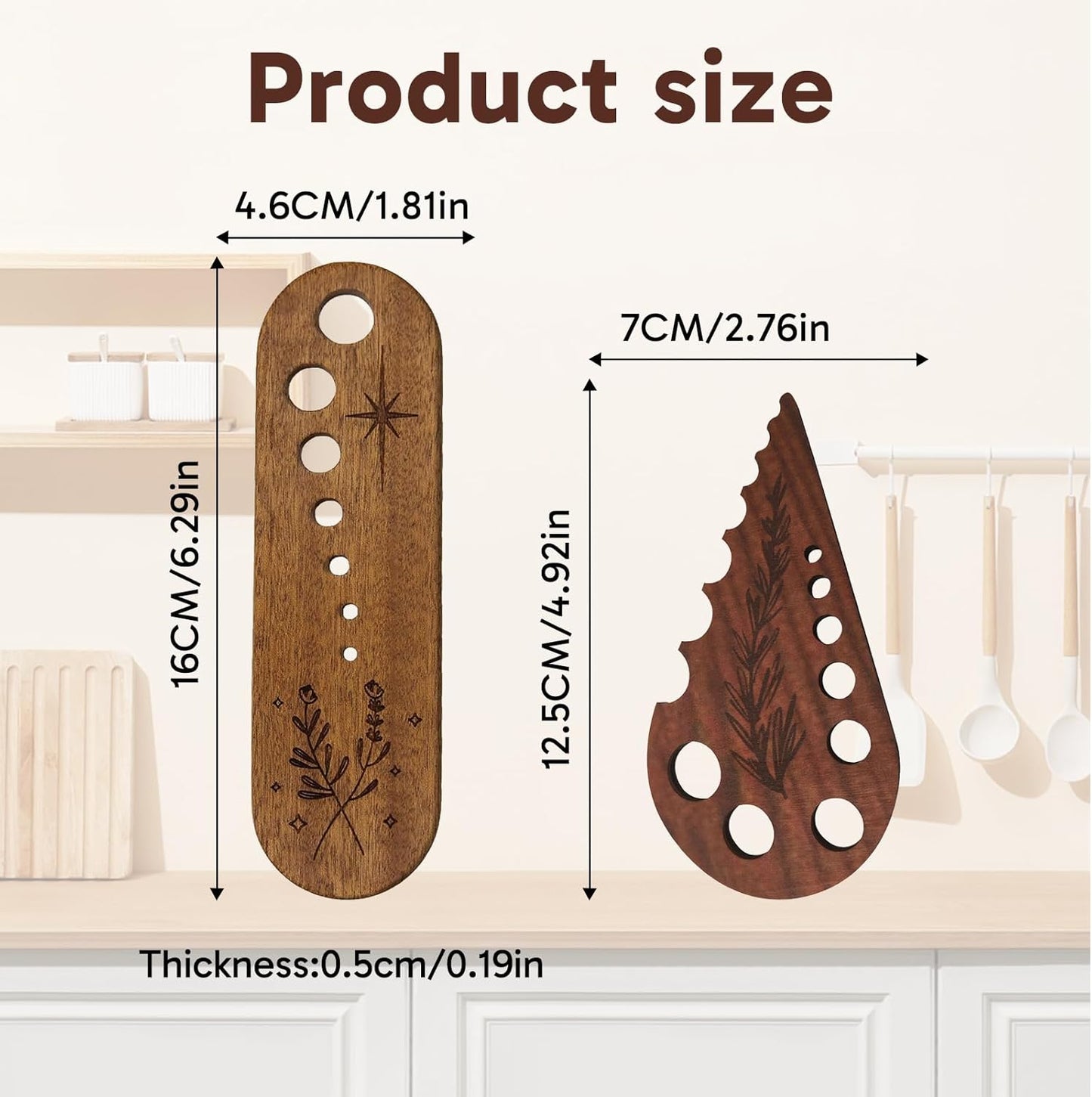 2Pcs Herb Stripper, Wooden Vegetable Leaf Separator, Functional Pottery Herb Stripper Tool for Kitchen Use, Suitable for Home Cooking and Chefs