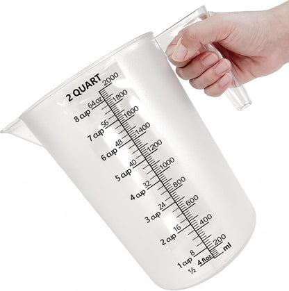 Laser-Etched Measuring Cup Set, 16 oz & 1 Cup Clear Plastic Liquid Measuring Cups, Permanent oz/cup/Tbsp/mL Markings, Food-Grade for Baking & Cooking