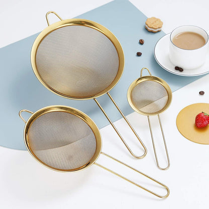 Kyraton Fine Mesh Strainer 6 Pieces Set, Flour Sifter For Baking, Stainless Steel Clander, Matcha Tea Strainer, Gravy Separator, Stasher Sieve Pasta Strainers